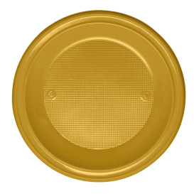 Plastikteller flach Gold PS 220mm (30 Stück)