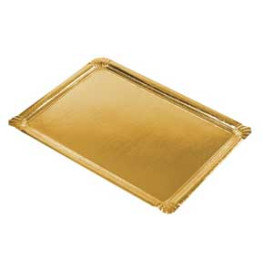 Bandeja de Cartón Rectangular Oro 22x28cm (Paq.100 unid)