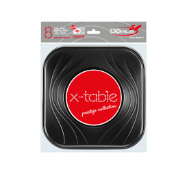 Plastikteller Platz flach Schwarz PP 230mm (8 Stück)