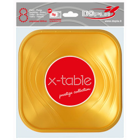 Viereckige Plastikschale Gold PP 180x180mm (8 Stück)