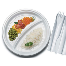Plastikteller flach weiß PS 220 mm (1400 Einh.)