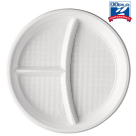 Plastikteller weiß 2-geteilt PS 220mm (100 Einh.)