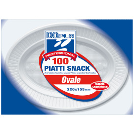 Plastikteller Oval flach weiß PS (100 Einh.)