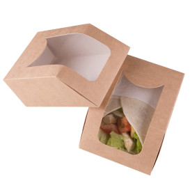 SnackBox mit Fenster Kraft Braun 90x51x120mm (25 Stück)