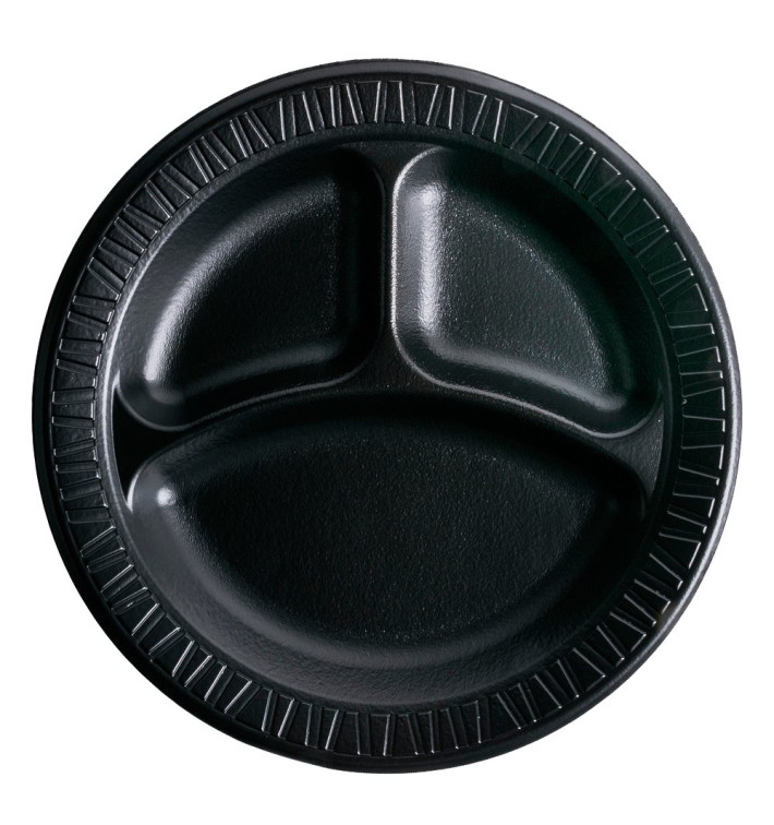 Styroporteller "Quiet Classic" 3-Geteilt Laminat Schwarz Ø260mm (125 Stück) Styroporteller "Quiet Classic" 3-Geteilt Laminat Schwarz Ø260mm (125 Stück)