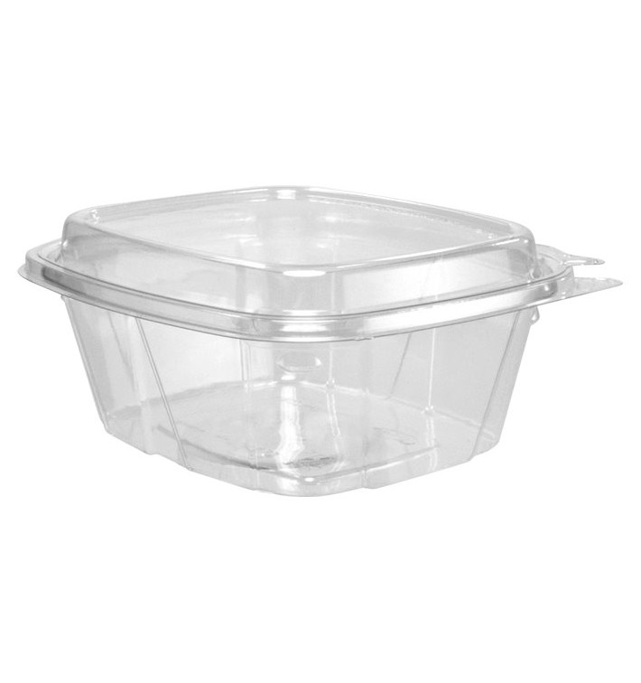 Plastikbehälter PET Unverletzlich Deckel Flach 475ml (200 Stück) Plastikbehälter PET Unverletzlich Deckel Flach 475ml (200 Stück)