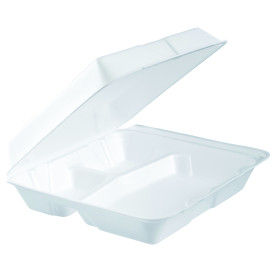 Verpackung EPS Große 3-Geteilt Deckel Abnehmbar Weiß 240x235mm (200 Stück)