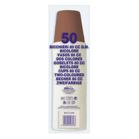 Plastikbecher PS Zweifarbig Braun 80ml Ø5,7cm (2400 Stück)