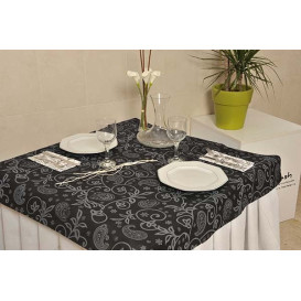 Papiertischdecke Novotex Polypropylen "Paisley" Schwarz 120x120cm (150 Stück)