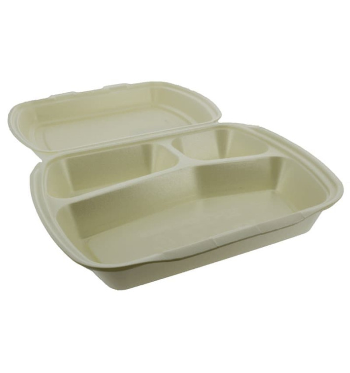 Verpackung Menübox Styropor 3-geteilt Champagner 240x210x70mm (250 Stück) Verpackung Menübox Styropor 3-geteilt Champagner 240x210x70mm (250 Stück)