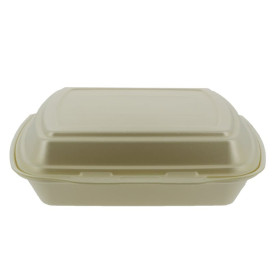Verpackung Menübox Styropor 3-geteilt Champagner 240x210x70mm (250 Stück)