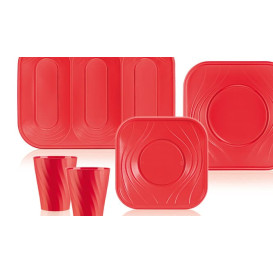 Plastikteller PP "X-Table" Platz Rot 180mm (8 Stück)