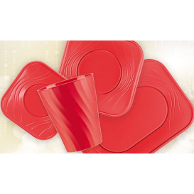 Plastikteller PP "X-Table" Platz flach Rot 230mm (120 Stück)