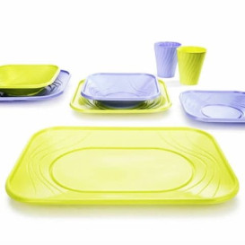 Plastikteller PP "X-Table" Platz flach Violett 230mm (8 Stück)