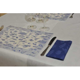 Tischsets Papier 300x400mm "Meeresfrüchten" Blau 50g (2500 Stück)