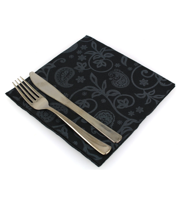 Servietten Airlaid Schwarz "Paisley" 40x40cm (50 Einh.) Servietten Airlaid Schwarz "Paisley" 40x40cm (50 Einh.)