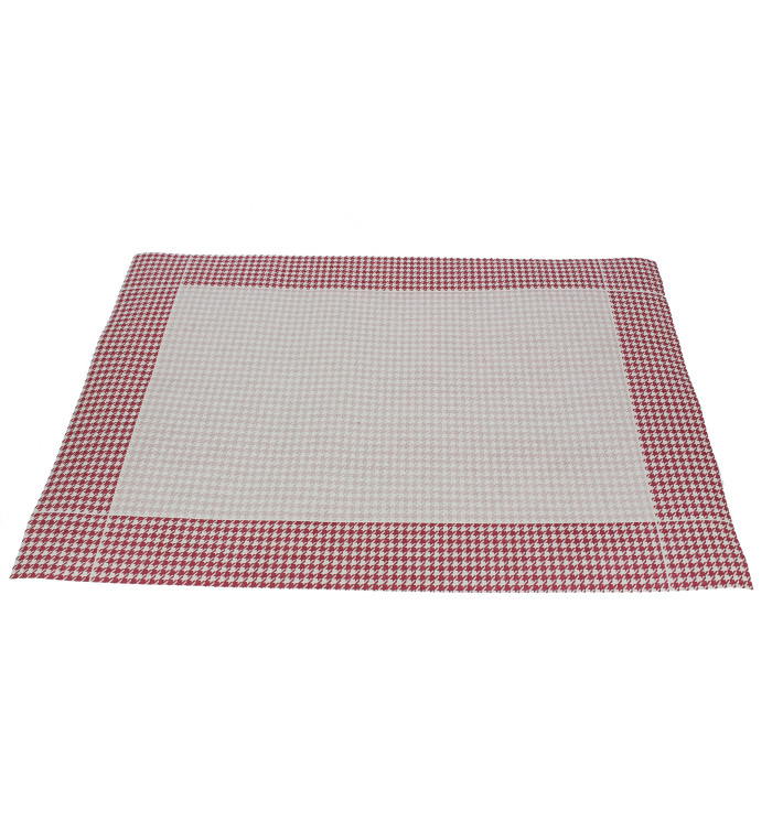 Tischsets Papier 30x40cm "Hahnentrittmuster" Bordeaux 50g (2500 Stück) Tischsets Papier 30x40cm "Hahnentrittmuster" Bordeaux 50g (2500 Stück)