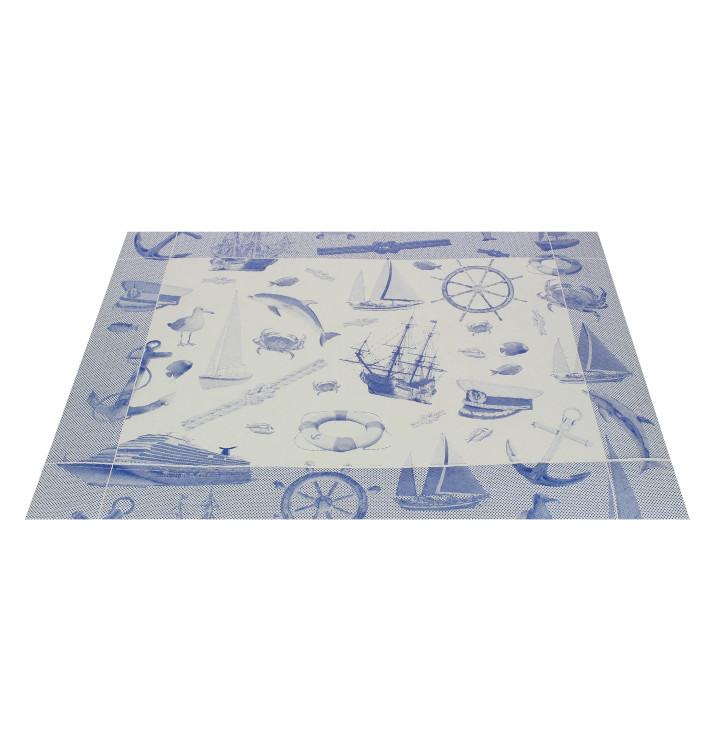 Tischsets Papier 30x40cm "Seemann" Blau 50g (2500 Stück) Tischsets Papier 30x40cm "Seemann" Blau 50g (2500 Stück)
