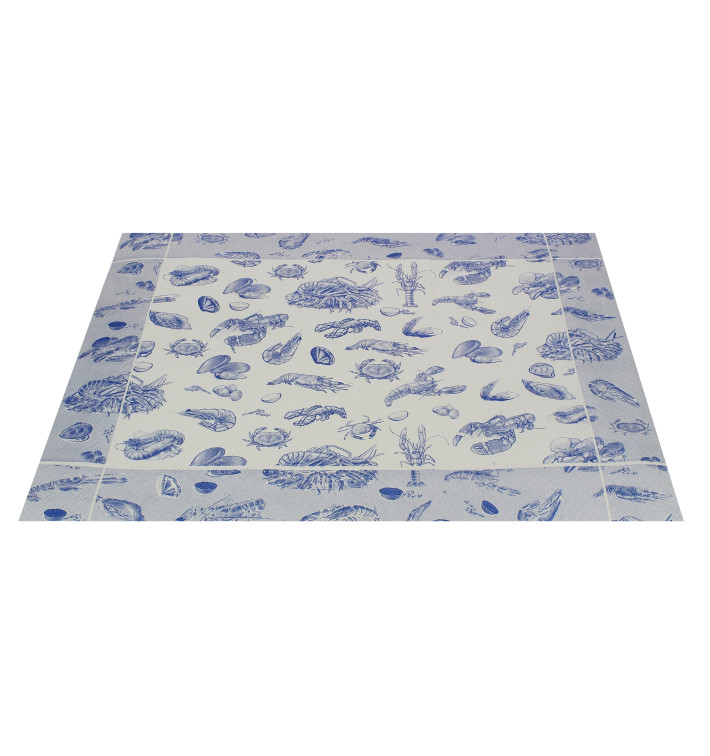 Tischsets Papier 30x40cm "Meeresfrüchten" Blau 50g (2500 Stück) Tischsets Papier 30x40cm "Meeresfrüchten" Blau 50g (2500 Stück)