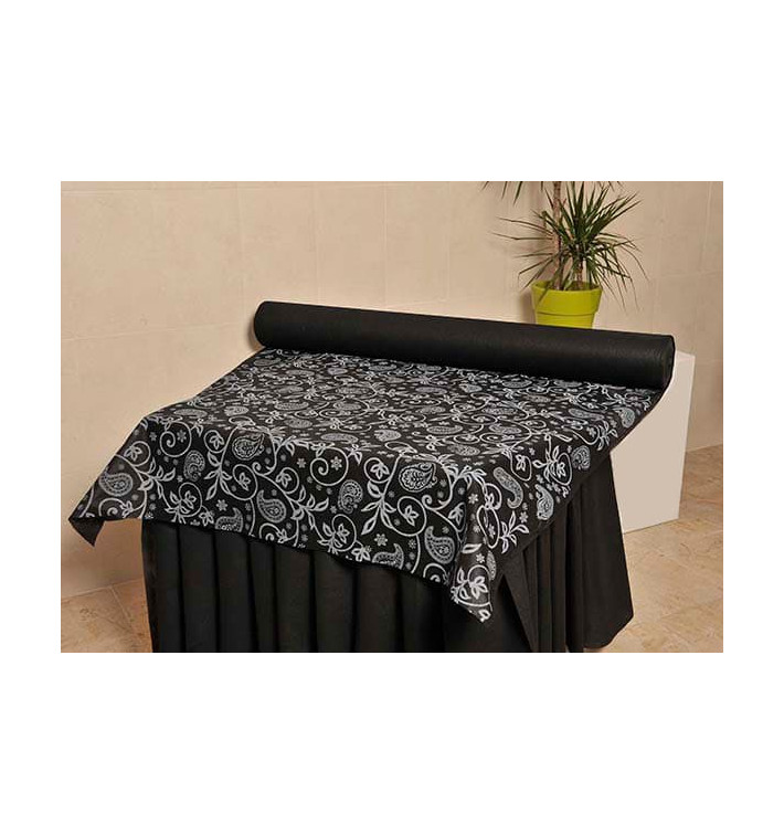 Tischläufer Novotex Schwarz mit "Paisley" 1,2x48m 50g (1 Stück) Tischläufer Novotex Schwarz mit "Paisley" 1,2x48m 50g (1 Stück)