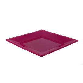 Viereckiger Plastikteller Flach Pink 170mm (25 Stück)