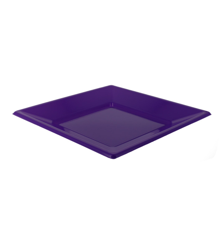 Plato de Plastico Llano Cuadrado Lila 230mm (25 Uds) Plato de Plastico Llano Cuadrado Lila 230mm (25 Uds)