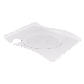 Plastikteller "Forma" mit Glashalter Transp. 22x18 cm (12 Stück)