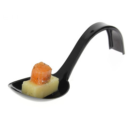 Häppchen-Löffel Flach mit Griff Schwarz 130mm (500 Stück)