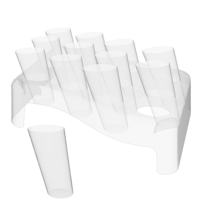 Plastikkegeln Clear 75ml mit Ständer 180x260mm (5 Sets) Plastikkegeln Clear 75ml mit Ständer 180x260mm (5 Sets)