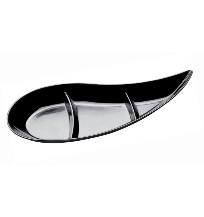Soßenschale "Virgola" 3-Geteilt Schwarz 30 ml (50 Stück) Soßenschale "Virgola" 3-Geteilt Schwarz 30 ml (50 Stück)