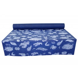 Tischläufer Novotex Blau mit "Meeresfrüchte" 1,2x48m 50g (1 Stück)