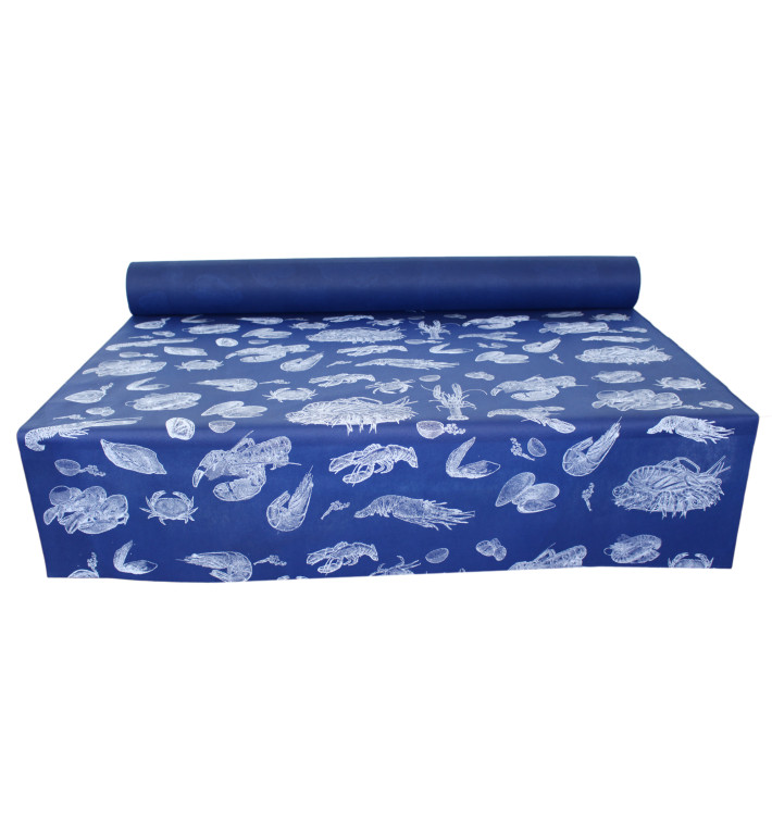 Tischläufer Novotex Blau mit "Meeresfrüchte" 1,2x48m 50g (6 Stück) Tischläufer Novotex Blau mit "Meeresfrüchte" 1,2x48m 50g (6 Stück)