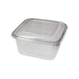Transparente Dose mit Klappdeckel Viereckiger PET 1000ml (100 Stück)