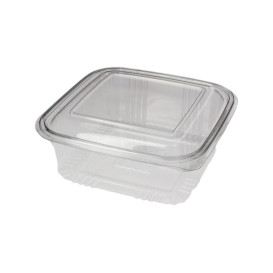 Transparente Dose mit Klappdeckel Viereckiger PET 750ml (600 Stück)