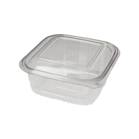 Transparente Dose mit Klappdeckel Viereckiger PET 500ml (900 Stück)