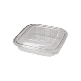 Transparente Dose mit Klappdeckel Viereckiger PET 250ml (100 Stück)
