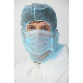 Astro haube mit Maske auf 3 Lagig Blau (500 Stück)
