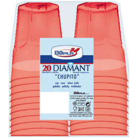 Hartplastikbecher "Diamant" PS Rot Transp. Cristal 50ml (20 Stück)