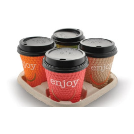 Kaffeebecher Wellpappe mit Dekor "Enjoy" 9 Oz/270 ml Ø8,0cm (30 Stück)