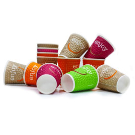 Kaffeebecher Wellpappe mit Dekor "Enjoy" 12 Oz/403 ml Ø9,0cm (34 Stück)