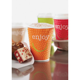 Kaffeebecher Wellpappe mit Dekor "Enjoy" 12 Oz/403 ml Ø9,0cm (680 Stück)