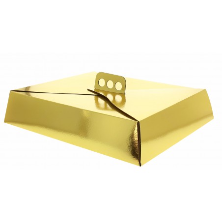Kuchenkarton rechteckig gold 23,5x30x8cm (50 Stück)