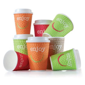 Kaffeebecher Wellpappe mit Dekor "Enjoy" 16 Oz/495ml Ø9,0cm (560 Stück)