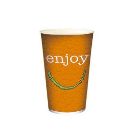 Kaltgetränkebecher mit Dekor "Enjoy" 12 Oz/360ml Ø8,0cm (100 Stück)