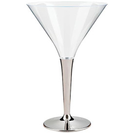 Cocktailglas Plastik mit Fuß silber 100ml (48 Stück)