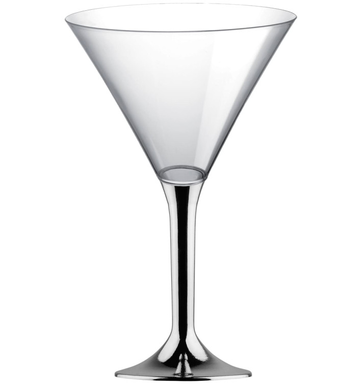 Martinigläser aus Plastik mit Silber Chrom Fuß 185ml (20 Stück) Martinigläser aus Plastik mit Silber Chrom Fuß 185ml (20 Stück)