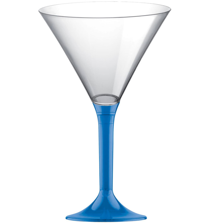 Martinigläser aus Plastik mit Blau Transp. Fuß 185ml (20 Stück) Martinigläser aus Plastik mit Blau Transp. Fuß 185ml (20 Stück)