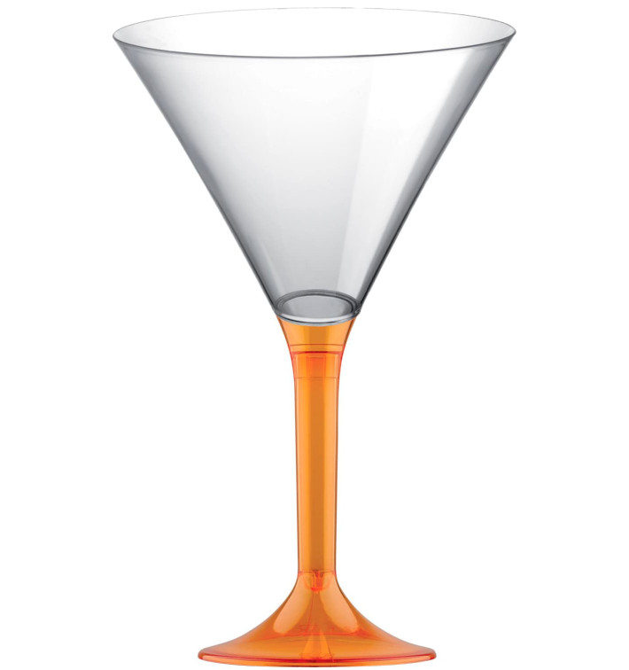 Martinigläser aus Plastik mit Orange Transp. Fuß 185ml (20 Stück) Martinigläser aus Plastik mit Orange Transp. Fuß 185ml (20 Stück)