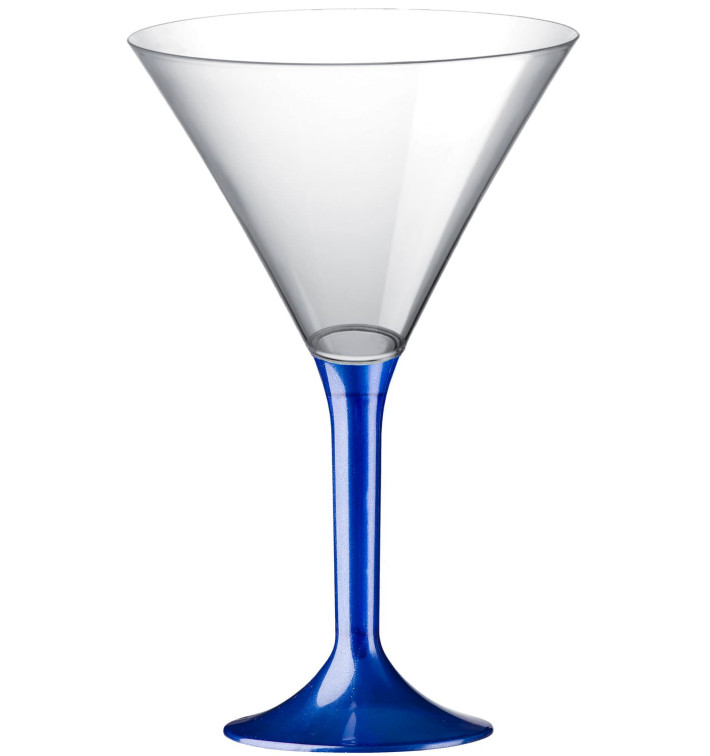 Martinigläser aus Plastik mit Blau Fuß 185ml (20 Stück) Martinigläser aus Plastik mit Blau Fuß 185ml (20 Stück)