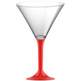 Martinigläser aus Plastik mit Rot Fuß 185ml (200 Stück)